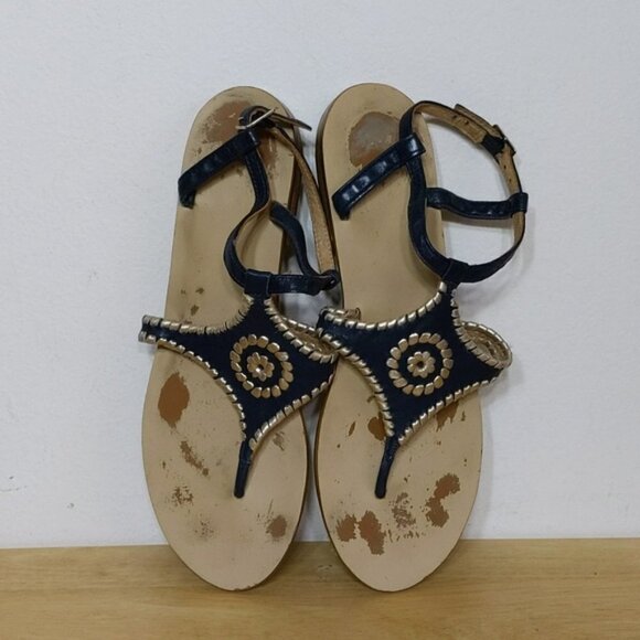 Jack Rogers Ankle Strap Leather Flip Flops Sandals Shoes - Maci - Picture 2 of 6